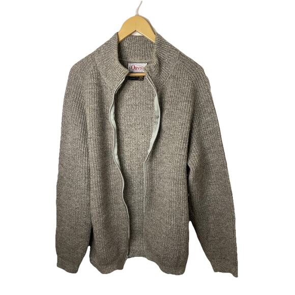 VTG 80s Orvis Men’s Full Zip Wool Cardigan Sweater Suede Patches Men XL- Read - Picture 2 of 16